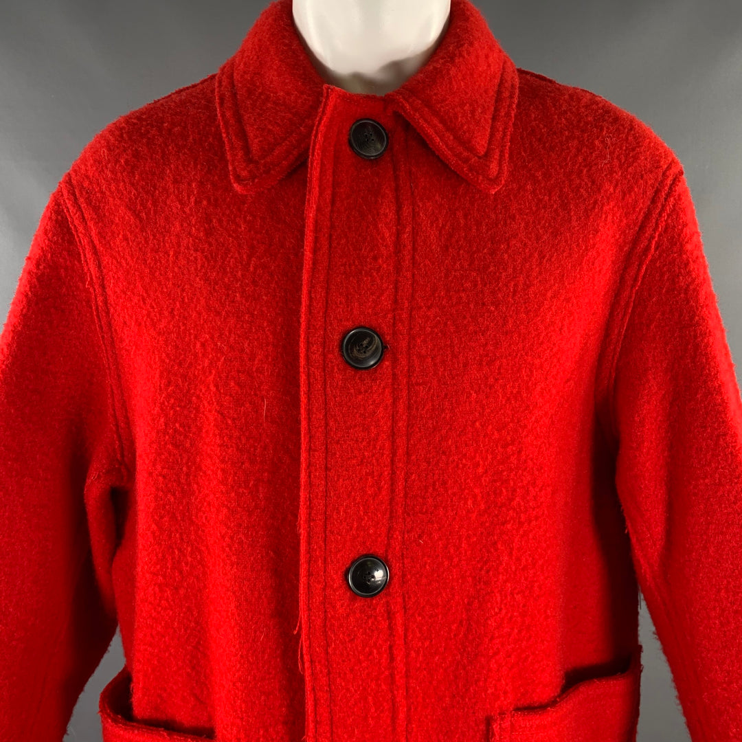 AMI by ALEXANDRE MATTIUSSI Size S Red Textured Virgin Wool Coat