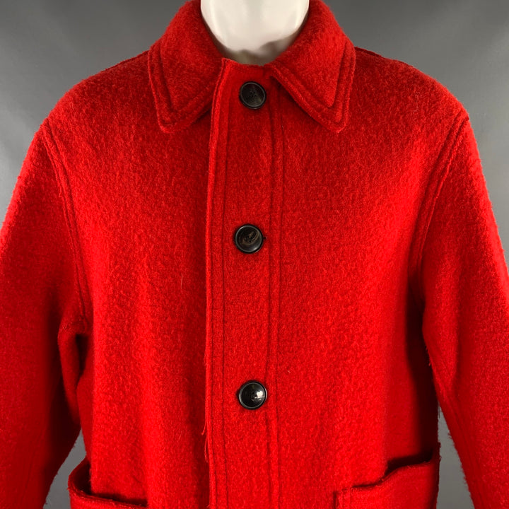 AMI by ALEXANDRE MATTIUSSI Size S Red Textured Virgin Wool Coat