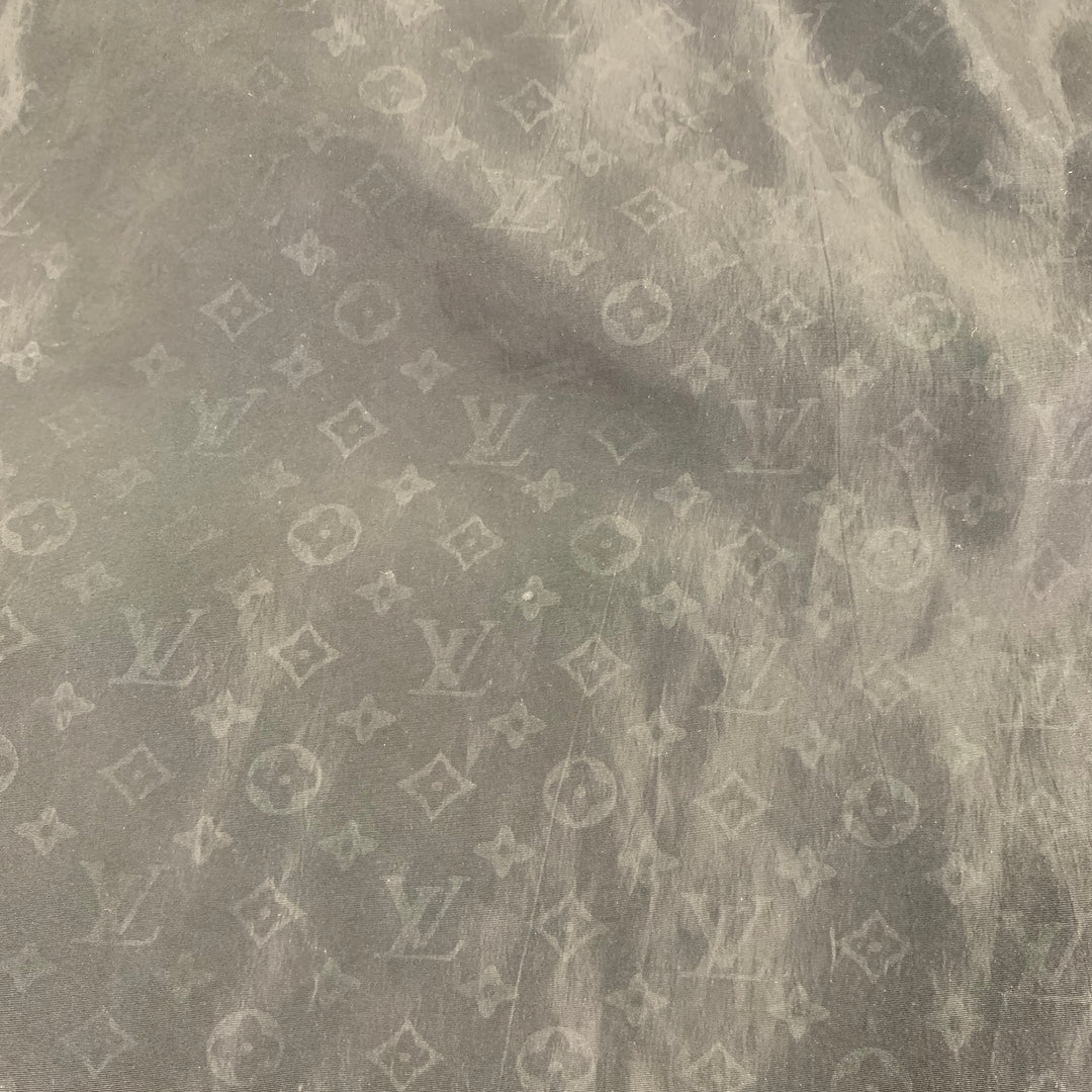 LOUIS VUITTON Size M Black Logo Nylon Drawstring Swim Trunks