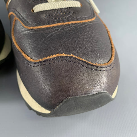 NEW BALANCE Size 11 Classic 574 Brown Off White Leather Sneakers