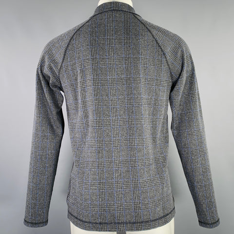 DRIES VAN NOTEN Size S Black Charcoal Glenplaid Cotton Blend 1/4 Zip Pullover