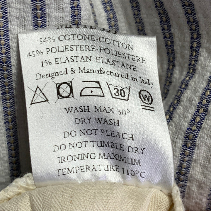 CRUNA Size 32 White Blue Stripe Cotton Blend Drawstring Casual Pants