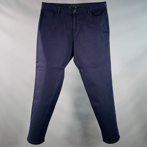 MR. PORTER Size 38 Navy Twill Cotton Blend Tapered Casual Pants