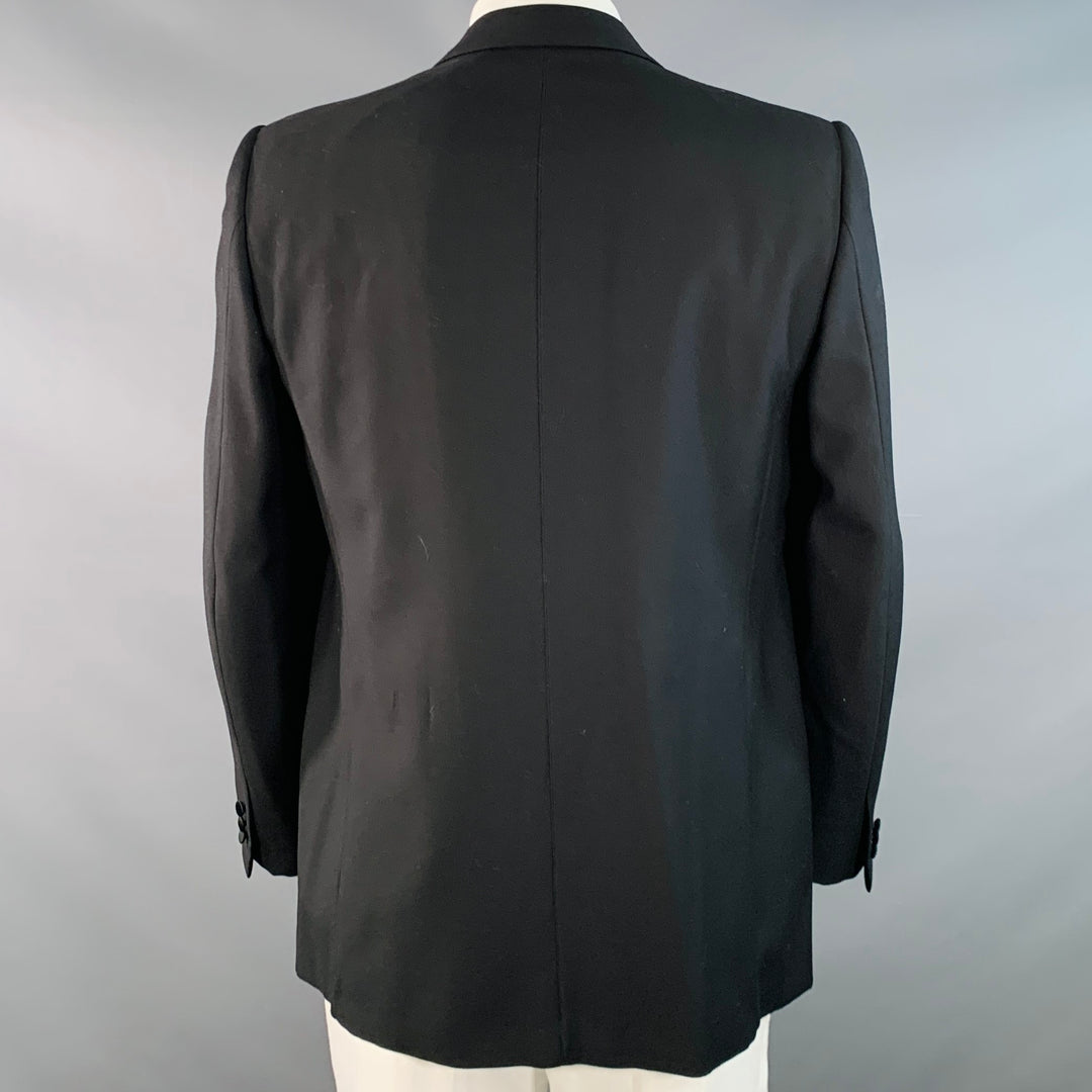 BRIONI for WILKES BASHFORD Size 44 Black Wool Peak Lapel Tuxedo