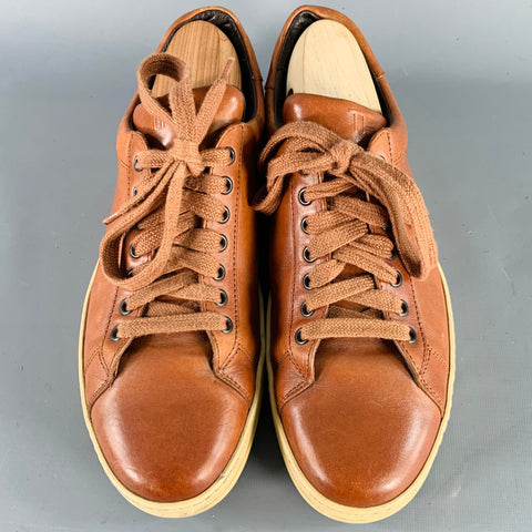 TOM FORD Size 10 Brown Leather Rubber Sole Low Top Sneakers