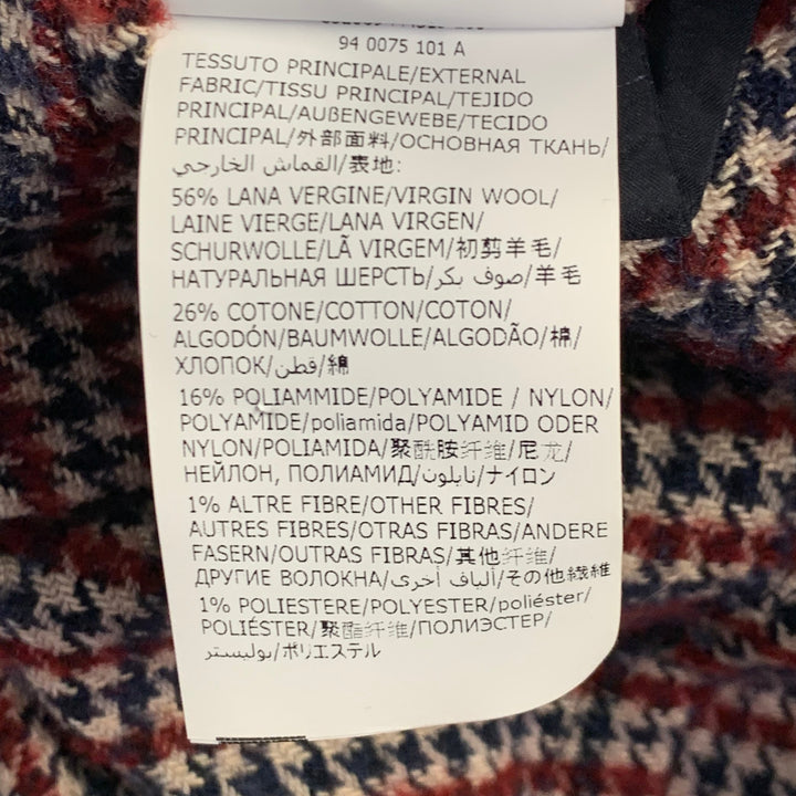 MONTEDORO Size 40 Beige Navy Burgundy Houndstooth Sport Coat