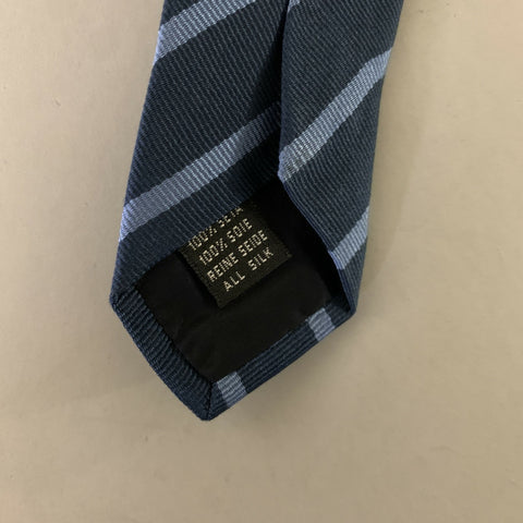 DORMEUIL Navy Blue Stripe Silk Tie