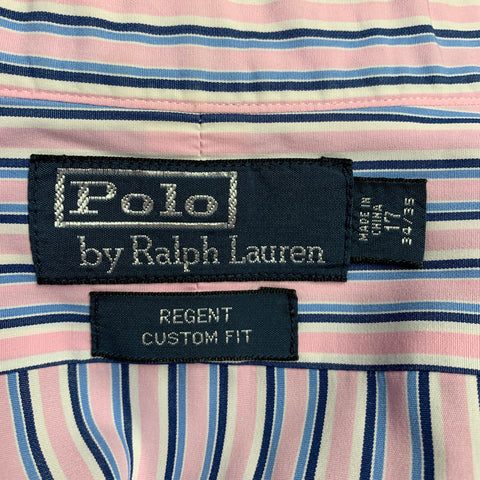 Polo Ralph Lauren chemise homme manche longue coton rayé rose bleu taille XXL
