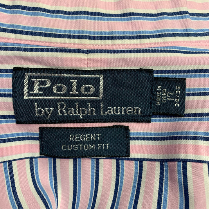 POLO by RALPH LAUREN Size XXL Pink Blue Stripe Cotton Long Sleeve Shirt