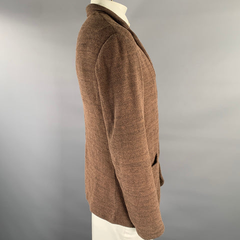 Veste de sport BARENA taille 42 en tricot de coton mélangé marron avec revers crantés