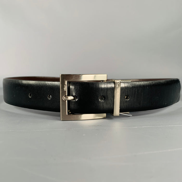 CALVIN KLEIN Size S Black Silver Leather Belt