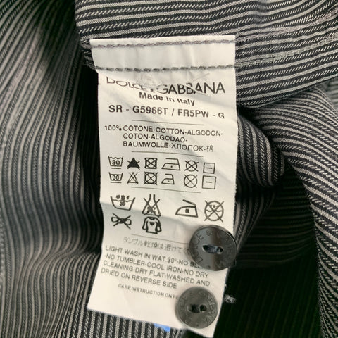 DOLCE & GABBANA Size M Black White Pinstripe Cotton Button Up Long Sleeve Shirt