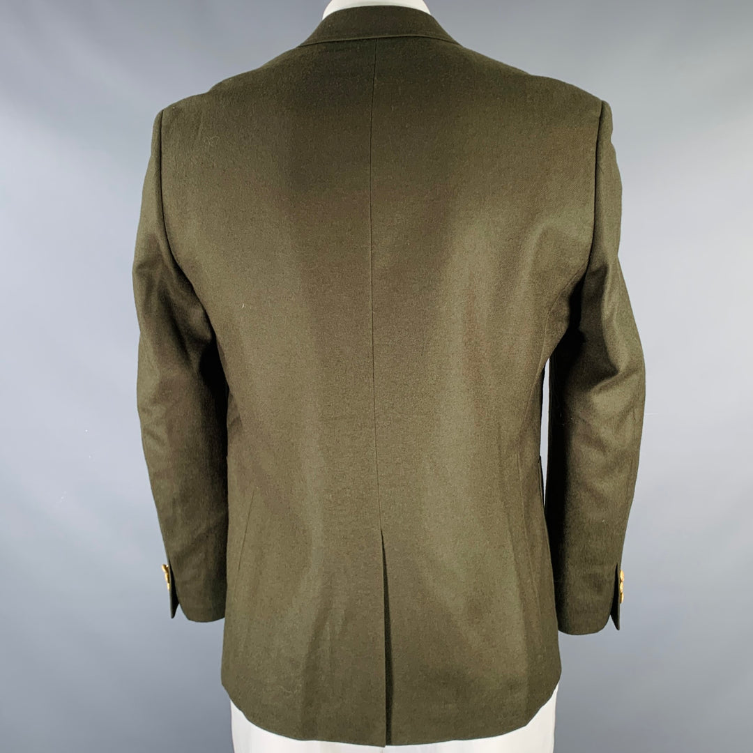 MR. GENTLEMAN Size 42 Green Wool Notch Lapel Sport Coat