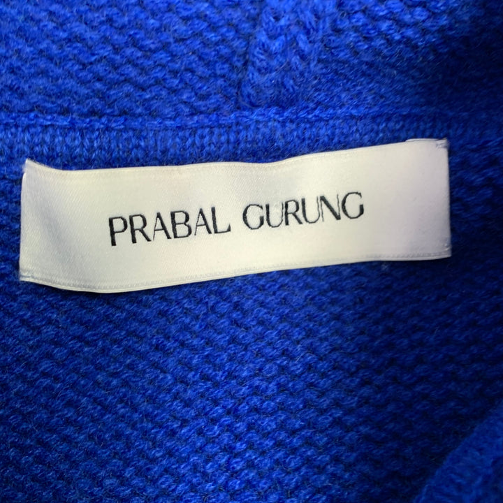 PRABAL GURUNG Size XL Yellow Blue Dyed Cashmere Hooded Sweater
