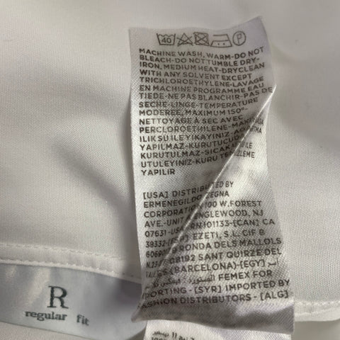 ERMENEGILDO ZEGNA Size M White Cotton Tuxedo Long Sleeve Shirt