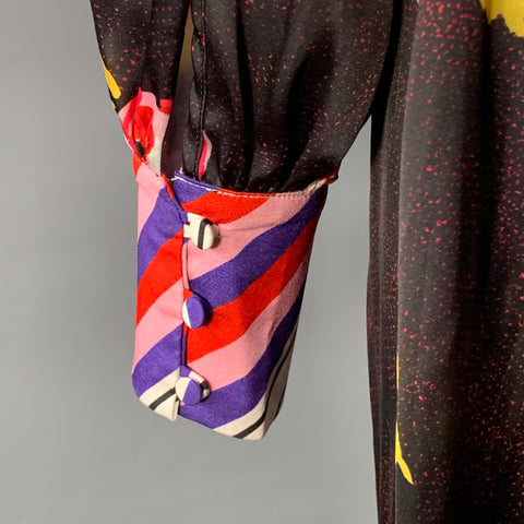 MSGM Size M Brown Multi Color Polyester Floral Bow A-Line Dress
