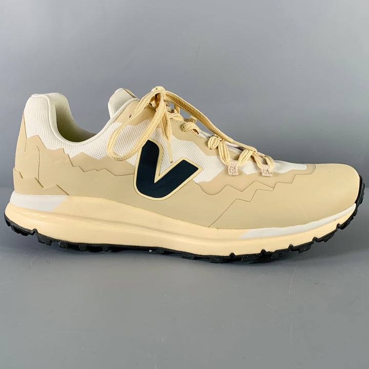VEJA Size 9 Beige Navy Mixed Materials Sneakers