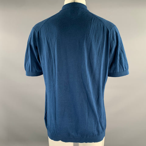 TODD SNYDER Size XL Blue Knit Cotton Polo