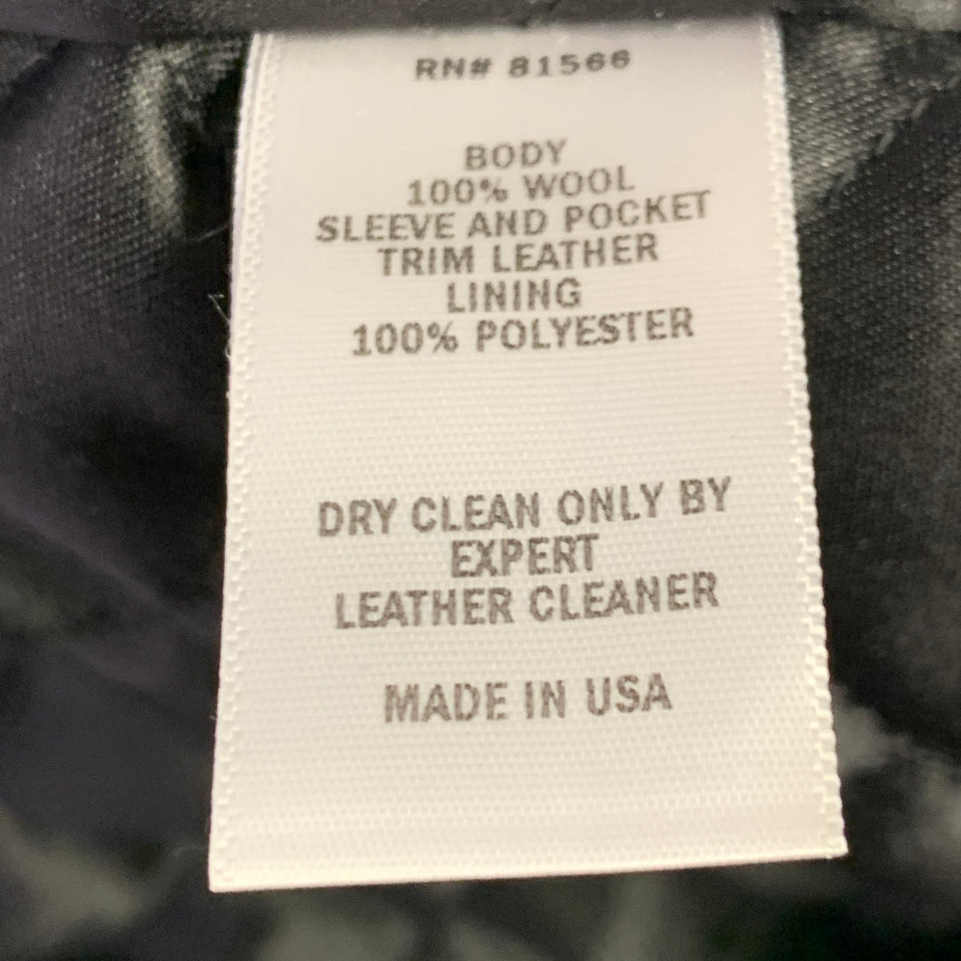 DEHEN 1920 Size L Black Wool Shawl Collar Varsity Jacket