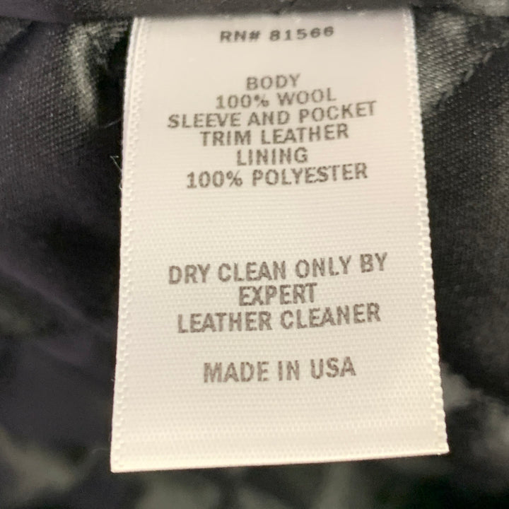 DEHEN 1920 Size L Black Wool Shawl Collar Varsity Jacket
