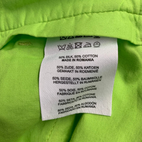 DRIES VAN NOTEN Size S Neon Green Silk Cotton Notch Lapel Suit