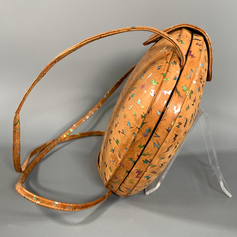 BARBARA BOLAN Tan Metallic Leather Shoulder Bag Handbag