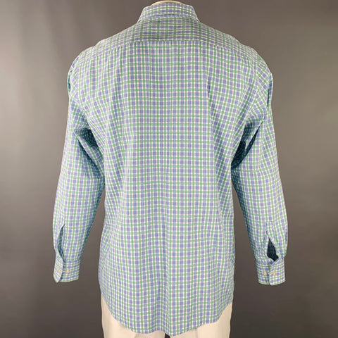 Chemise à carreaux manches longues HUGO BOSS, taille L, bleue, blanche et verte