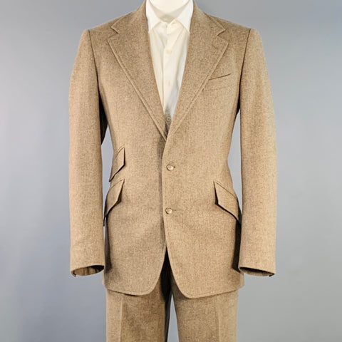 POLO by RALPH LAUREN Size 42 Long Brown Herringbone Virgin Wool Suit