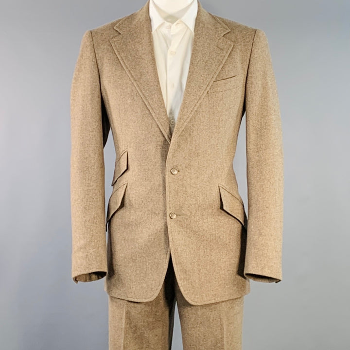 POLO by RALPH LAUREN Size 42 Long Brown Herringbone Virgin Wool Suit