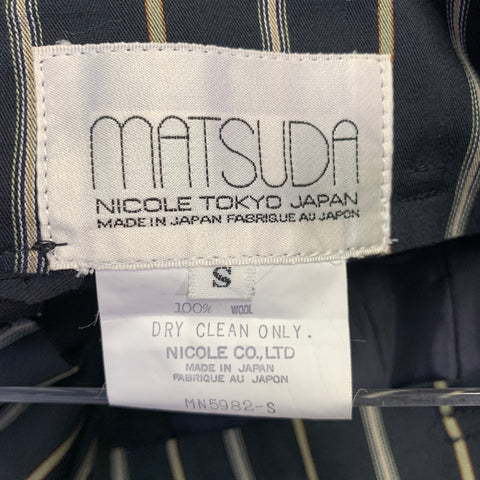MATSUDA Vintage Size S Black Contrast Trim Wool High Waisted Tapered Dress Pants