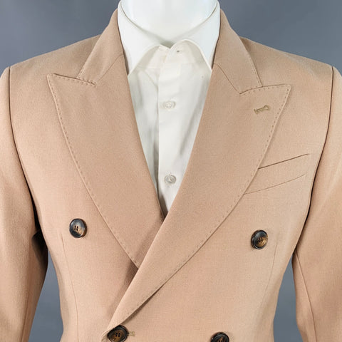 AMI by ALEXANDRE MATTIUSSI Size 38 Tan Wool Peak Lapel Double Breasted Sport Coat