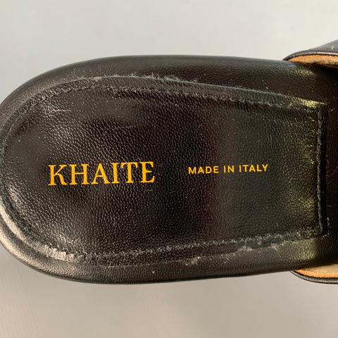 KHAITE Size 9.5 Marion Black Leather Wedge Pumps