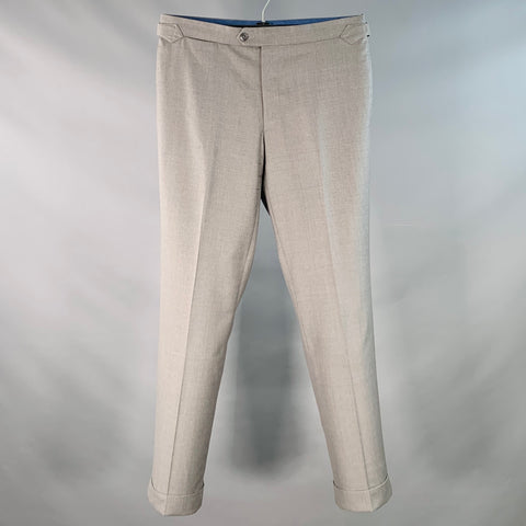 HADLEIGH'S Size 32 Grey Wool Side Tabs Cuffed Straight Dress Pants