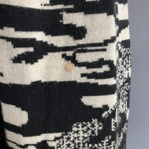 MARCELO BURLON Size M Black White Knit Wool Ribbed Sweater