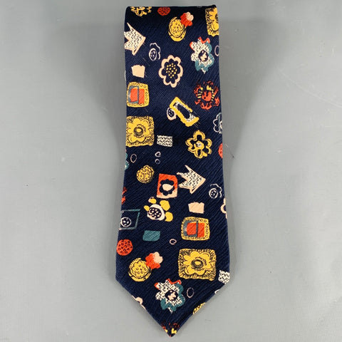 K SAN FRANCISCO Navy Multi Color Abstract Tie