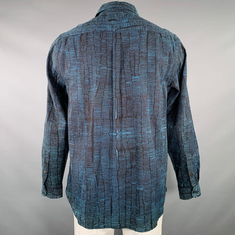 INDI+ASH Size XL Blue Black Abstract One Pocket Long Sleeve Shirt