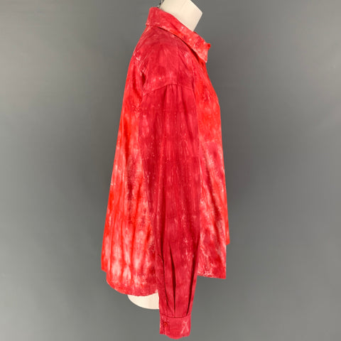 COTTON CITIZEN Taille L Chemise boutonnée en coton blanc rouge Tie Dye