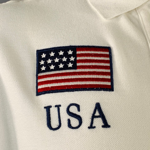 POLO by RALPH LAUREN Size L White Big Pony Embroidery Custom Fit Cotton Polo
