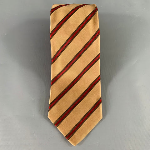 KITON Taupe Red Diagonal Stripe Silk Tie