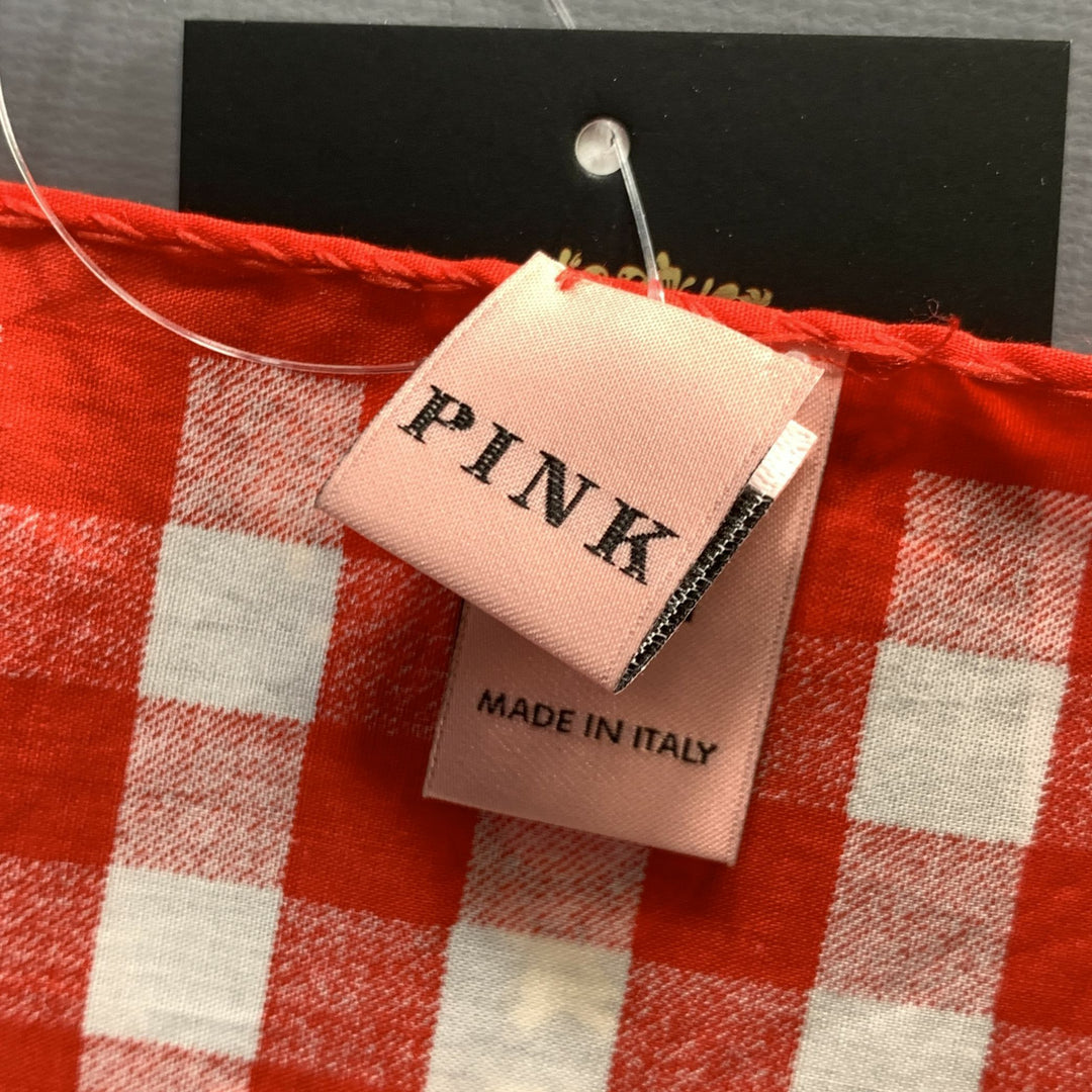 PINK Red White Checkered Cotton Pocket Square