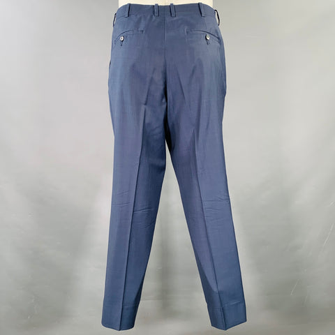 PETER MILLAR Size 44 Regular Blue Wool Notch Lapel Suit