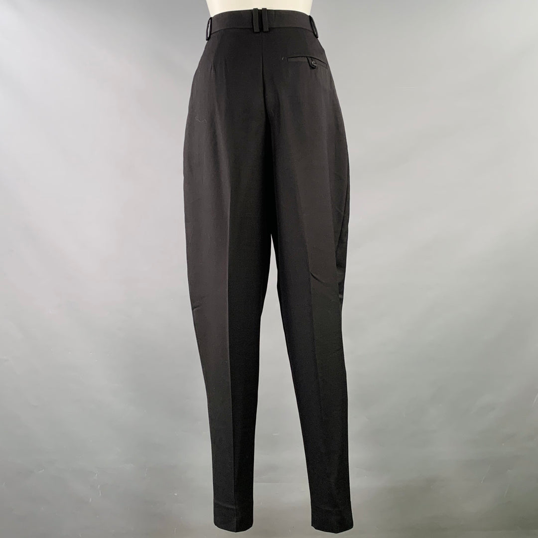 THE ROW Size 0 Black Virgin Wool Pleated Tapered Zip Fly Dress Pants