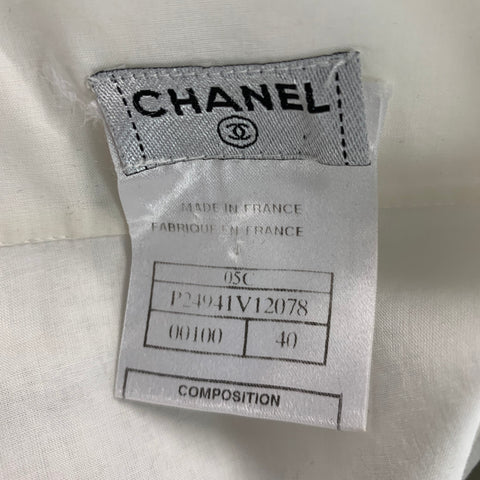 CHANEL Size 8 White Cotton Sleeveless Dress Top