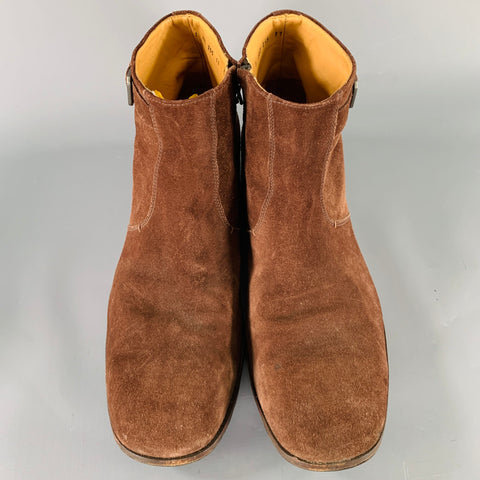 Bottes à fermeture éclair latérale en daim marron JIL SANDER Taille 11