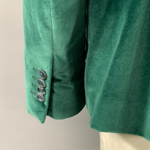 PAUL SMITH Size 44 Kensington Green Velvet Cotton Notch Lapel Sport Coat