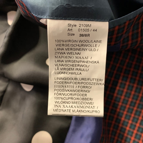 PAUL SMITH Chest Size 38 Black Red & Blue Plaid Wool Notch Lapel 32 31 Suit