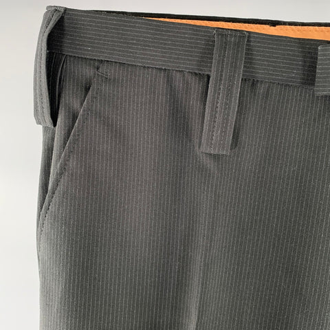 Pantalon de costume droit J.LINDEBERG, taille 31, à rayures fines, mélange de laine noire