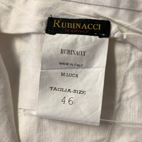 RUBINACCI Size 32 White Linen Flat Dress Pants