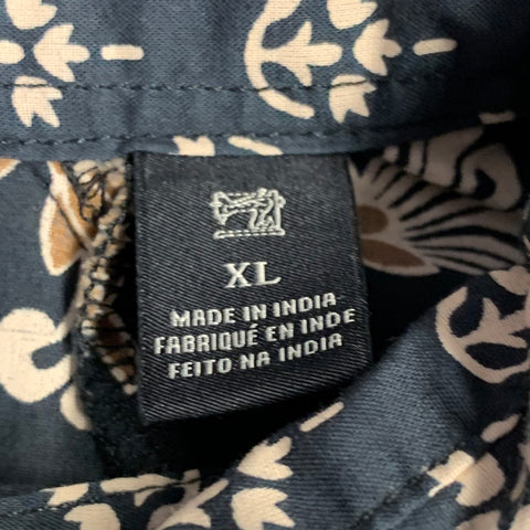 SCOTCH AND SODA Size XL Black Beige Abstract Floral Cotton Long Sleeve Shirt