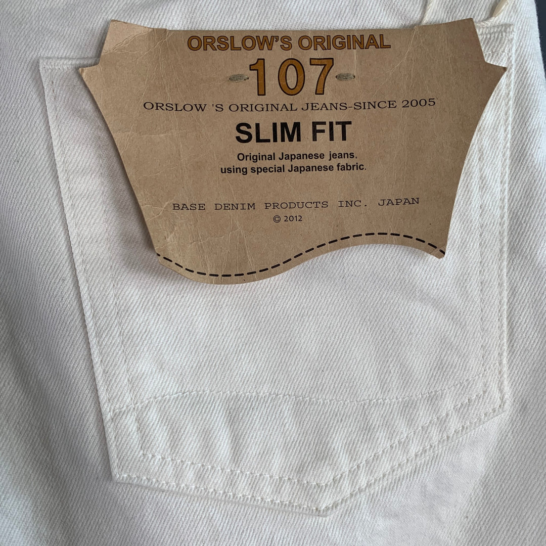 ORSLOW Size XL White Twill Cotton Slim Fit 5 Pocket Jeans